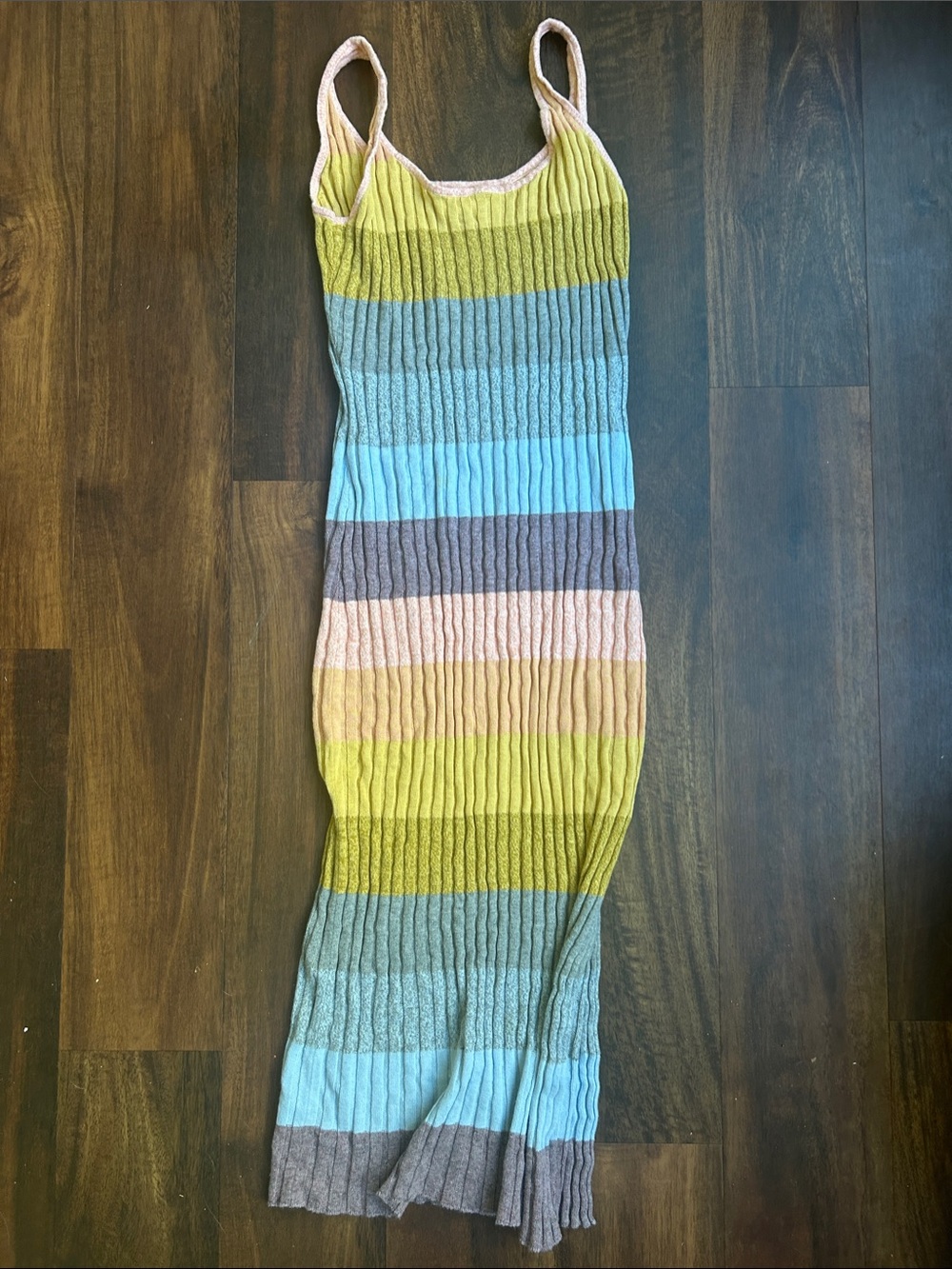 Saylor Striped Ribbed Knit Maxi Dress in Pastel Multicolor medium